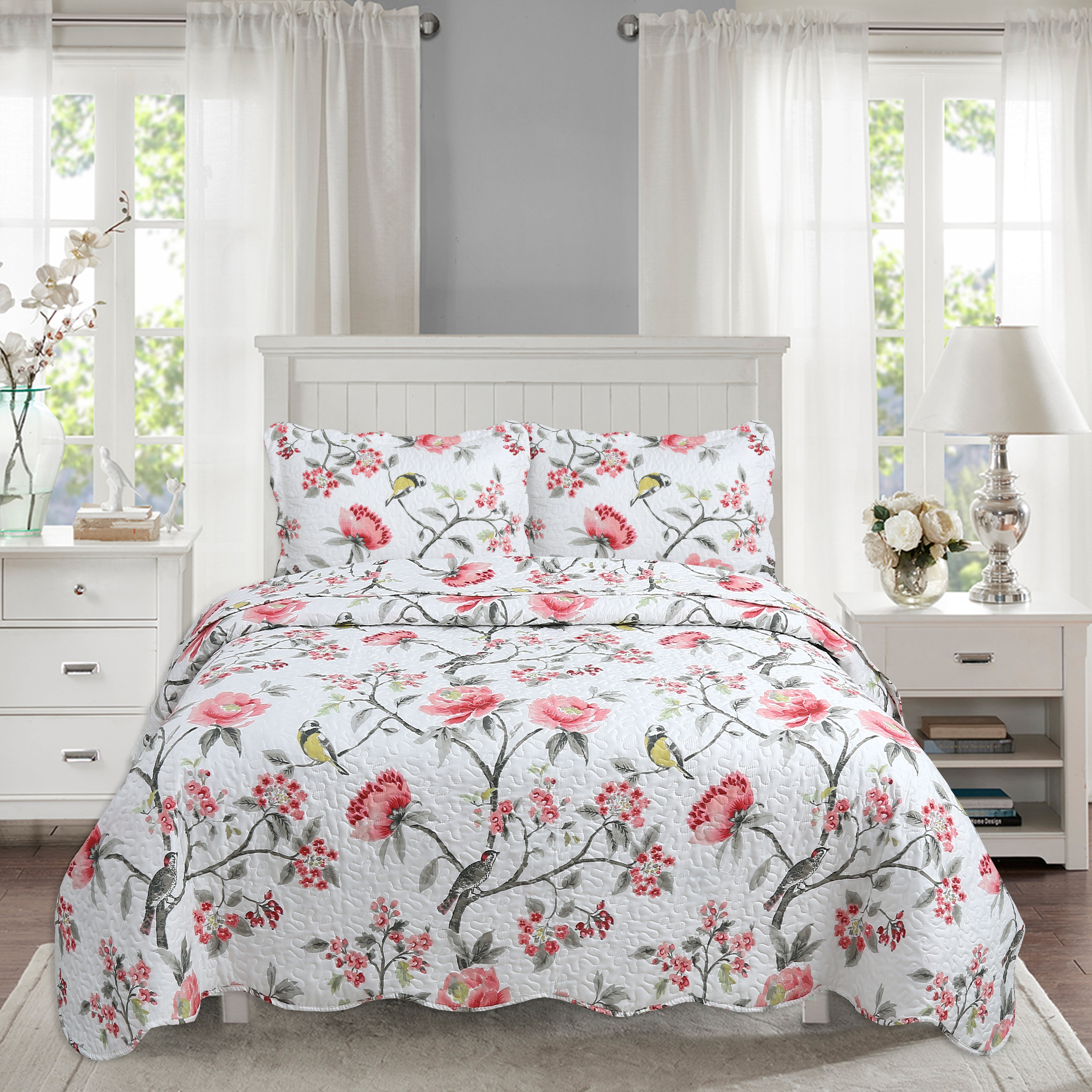 Marina Decoration Rich Printed Stitching Coverlet Bedspread Ultra Soft Summer Bedding Quilt Set with Quilted Sham