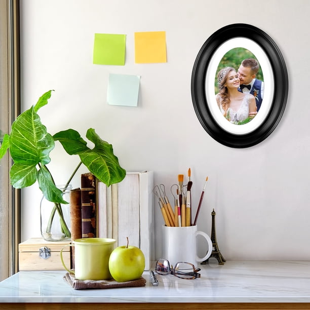 Oval Picture Frames 1Pcs Wall Hanging Black Wood For Home