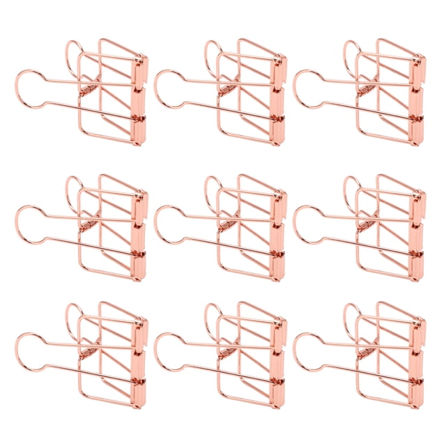 Wire Binder Clips, Durable Metal Paper Clamps 30Pcs Hollow Out For Home Gold,Rose Gold,Purple