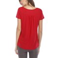 thumbnail image 3 of Innerwin T-Shirt Couleur Unie Hauts pour Femmes Été Manches Courtes T-Shirt Mode Rouge TTG, 3 of 4