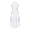 thumbnail image 4 of RUNQHUI Kids Girls Sleeveless Shiny Rhinestone Ruched Ballet Leotard Dress Lyrical Modern Contemporary Ballroom White 14, 4 of 7