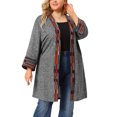 thumbnail image 2 of GRACE & GRANDEUR Women's Plus Size Color Contrast 3/4 Sleeves Open Front Cardigan, 2 of 7