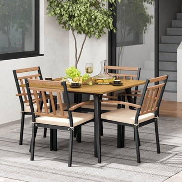 Costway Ensemble de Salle à Manger de Patio 5 Pcs Table et Chaises d'Extérieur avec Coussins