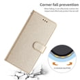 thumbnail image 4 of Pour Google Pixel 6a Étui Folio en Cuir PU Support Portefeuille Texture Soie avec Sangle, 4 of 5