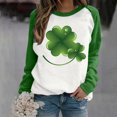 thumbnail image 2 of Besolor Womens St. Patrick's Day Shirts Long Sleeve Sweatshirt Cute Color Block Clover Shamrock Pullover Tops for Party, 2 of 4