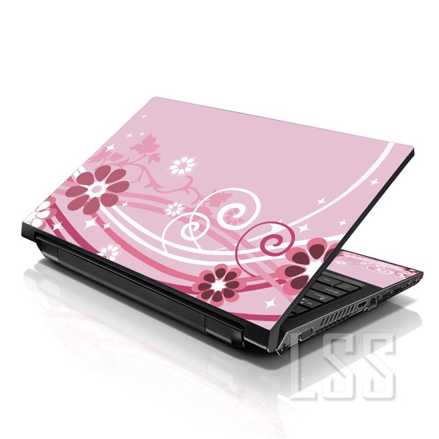 LSS Pink Floral Laptop Skin Sticker Decal Cover Fits 17" to 19" Laptops
