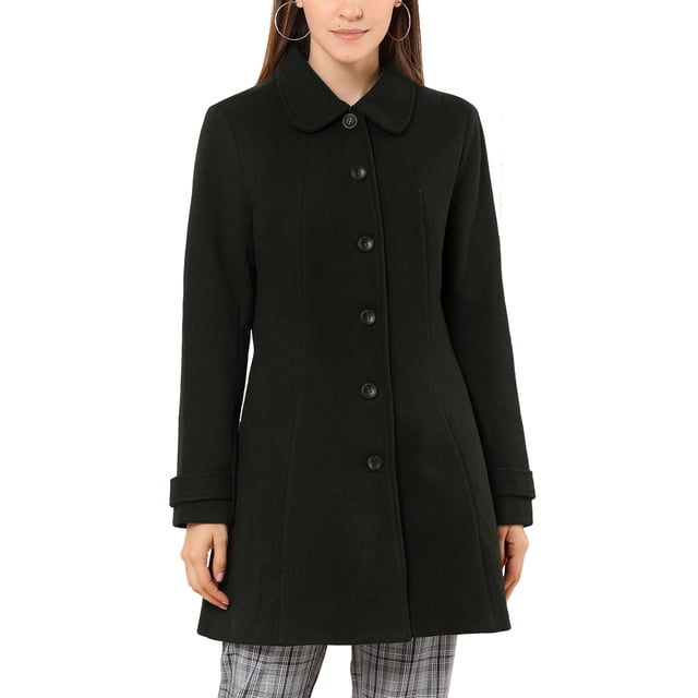 INSPIRE CHIC Manteau d'Hiver pour Femme à Col Peter Pan, à Simple Boutonnage