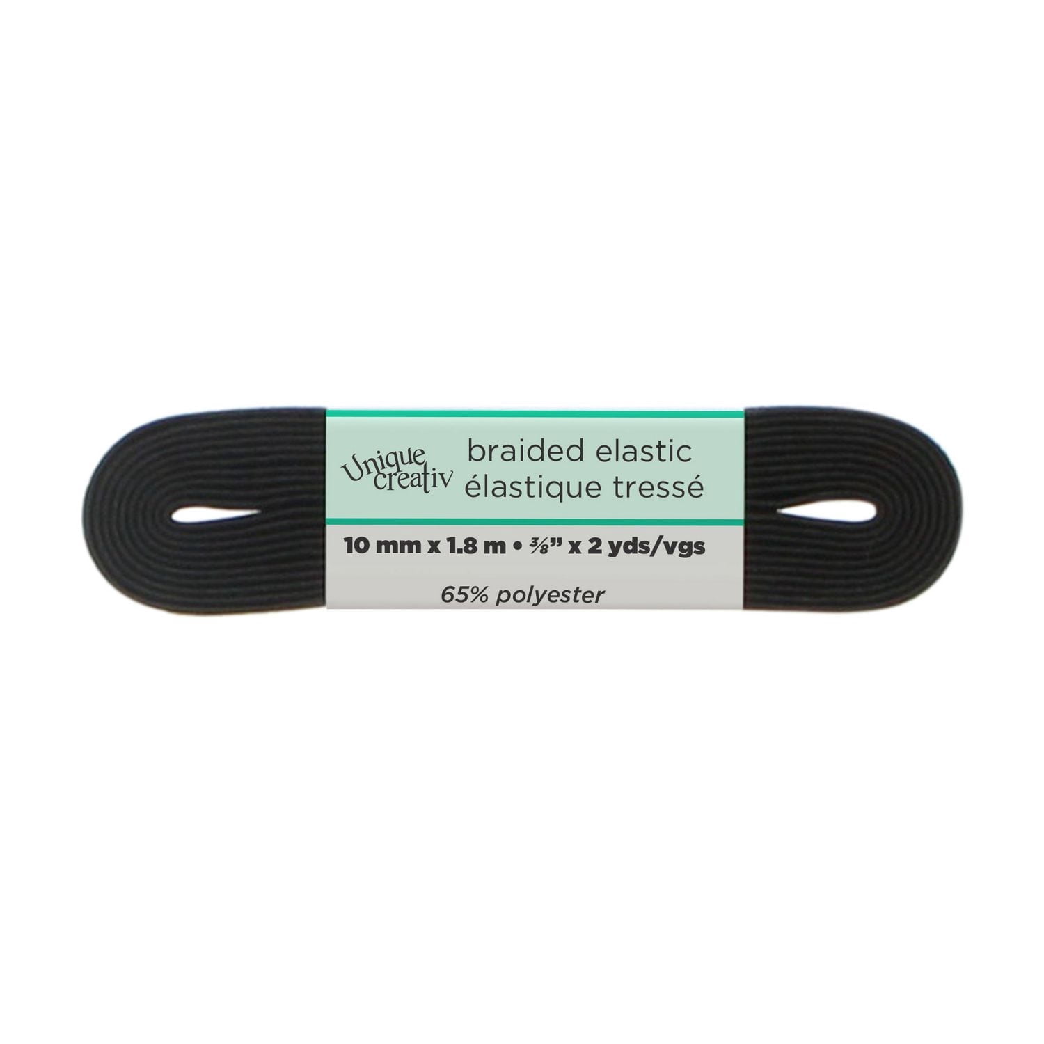 UNIQUE CREATIV noir Braided Elastic for Sewing, 10 mm (0.39 in), 8 m (8.75 yd)