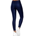 thumbnail image 4 of CEHVOM Women Solid Casual Pockets Button High Waist Faux Leather Long Pants, 4 of 8