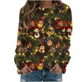 thumbnail image 1 of RKSTN Sweatshirt for Women Fashionable Printed Hooded Raglan Long Sleeved Round Neck Top Christmas Sweatshirt, 1 of 5