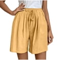 thumbnail image 1 of Women's Elastic Waist Knee Length Casual Cotton Shorts with Drawstring, 1 of 9