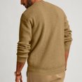 thumbnail image 3 of Yuyuzo Sweatshirts for Men Long Sleeve Round Neck Buttons Pullover Knitted Textured Solid Color Tops, 3 of 6