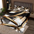 thumbnail image 2 of Erosebridal Black and Gold Quilt Sets for King Size Bed, Abstract Line Bed Set, Geometry Home Decor 3pcs, 2 of 5
