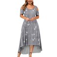 thumbnail image 1 of JULMCOMO Robes Grande Taille pour Femmes 5x Robe d'Été à Épaules Dénudées pour Invitée de Mariage Tendance à Imprimé Floral à Manches Courtes Col Ras du Cou Longue Robe Violet 5TG, 1 of 6