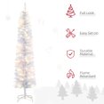 thumbnail image 4 of HOMCOM 6 ft Prelit Pencil Artificial Christmas Tree w/ 395 Branches, 4 of 10