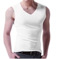 thumbnail image 2 of LOVZFMLL Camisoles pour Hommes Chandail à Enfiler T-shirt Uni Extérieur Élastique Ajusté Sans Marquesr Débardeur Uni à Col en V, 2 of 5