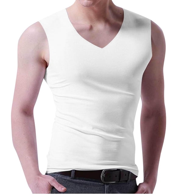 Timegard Mens Shirts Plus Size Seamless Slim Fitting V Neck Sleeveless Tee Casual Workout Tank Tops