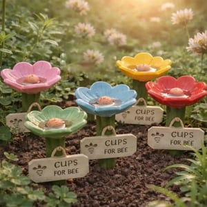 Kadlawus Flower-Shaped Watering Can for Garden, Resin Watering Station with Bee, Ceramic-Look Watering Pot for Potted Plants, Flowers, Indoor Decor Kadlawus Flower-Shaped Watering Can for Garden, Resin Watering Station with Bee, Ceramic-Look Watering Pot for Potted Plants, Flowers, Indoor Decor