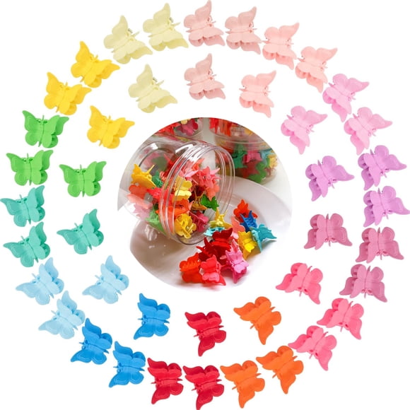 Amdohai 50 Pieces Butterfly Hair Clips Pastel Hair Clips Mini Cute Clips Hair Accessories for Hair 90s Girls Women with Box Package Matte Colors