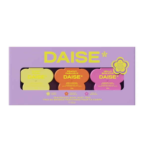 DAISE Hello, Peachy & Sunny Fragrance Body Mist Trio Gift Set for Her, 3 x 100 mL