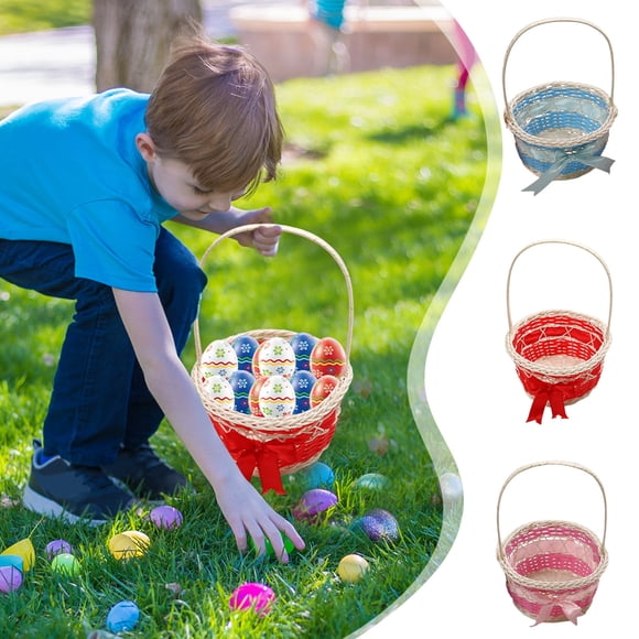 WKWeiS Easter Small Basket Easter Baskets for Kids Basket Round Small Woven Basket with Handle up to 40% Off