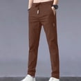 thumbnail image 2 of Mens Casual Pant Elastic Waist Drawstring Lightweight Trousers Loose Straight Leg Solid Pants with Pockets Coffee XL, 2 of 4