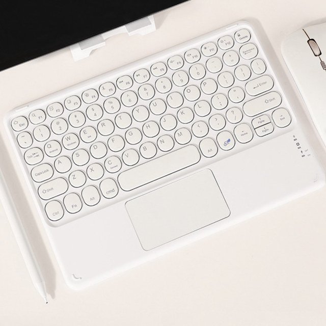 HLONK Clavier Bluetooth Design à Cap Rond Clavier Sans Fil Portable avec Pavé Tactile pour Tablette PC Android / Accessoires Électroniques en Solde pour Votre Vie Heureuse (Rose)
