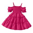 thumbnail image 1 of Birdeem Robe à Manches Courtes Col Rond Filles Été Nouvelle Sans Manches Volants Dentelle Broderie Maille Princesse Jupe Nœud, 1 of 1