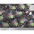 thumbnail image 2 of Soimoi Polyester Crepe Fabric Leaves,Berries & Rose Floral Decor Fabric Printed Yard 52 Inch Wide, 2 of 3