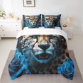 thumbnail image 2 of YST Leopard King Comforter Set - 7-Piece Blue Rose Bedding Ensemble, King, 2 of 5