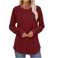 thumbnail image 3 of yoeyez Tunique en Tricot pour Femmes, Chandails à Manches Torsadées Patchwork, Col Ras du Cou Raglan, Chemises à Manches Longues, Hauts de Mode d'Automne 2024, Bordeaux L, 3 of 6