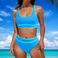 thumbnail image 2 of FAIWAD Womens 2 Piece Swimsuits Sports Color Block Bikini Sets Removable Bra Pad Full Coverage Bathing Suits for Girls, 2 of 5