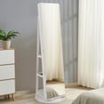 thumbnail image 4 of Gymax Armoire à Bijoux Miroir Rotative à 360° avec Grand Miroir et Étagères de Rangement Blanc, 4 of 9