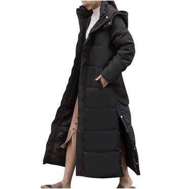 RKSTN Puffer Jacket Womens Winter Fashion Lengthened and Thickened Hooded Winter Jacket Temperament Windproof Warm Down Jacket