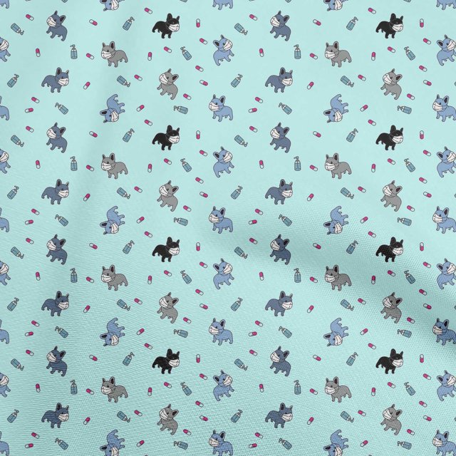 oneOone Velvet Light Blue Fabric Medical Sewing Material Print Fabric By The Yard 58 Inch Wide