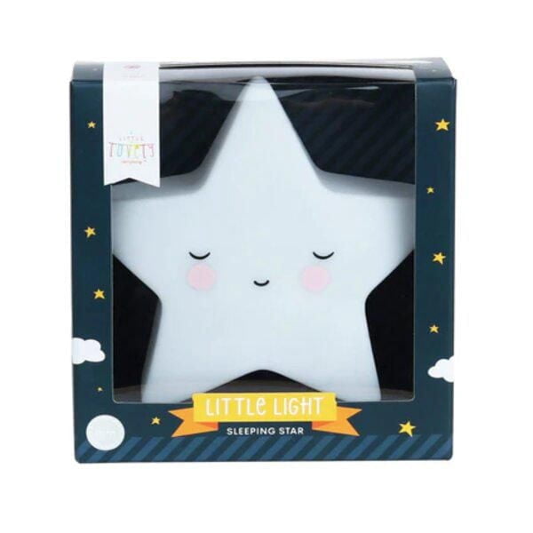 A Little Lovely Company - Veilleuse Sans Fil - Forme d'Étoile Endormie - Lumière Douce pour un Sentiment de Sécurité - Sans Fil et Portable - Parfaite pour les Chambres d'Enfants