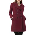 thumbnail image 2 of INSPIRE CHIC Women's Notched Lapel Double Breasted Mid Length Overcoat, 2 of 7