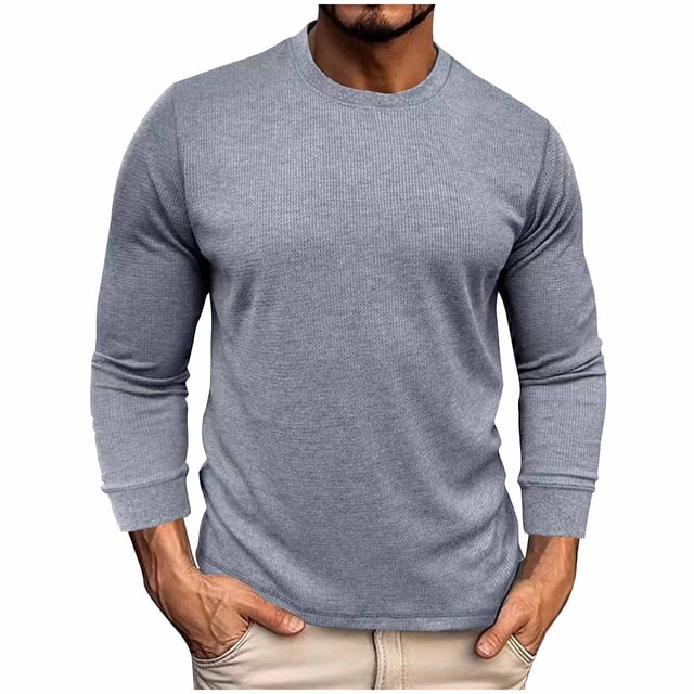 AherBiu Chandails à Manches Longues pour Hommes Col Ras du Cou Coupe Décontractée Hauts Automne Hiver Décontractés Amples Légers Chandail