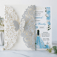 thumbnail image 4 of 20 Set Butterfly Invitation Cards Lace Wedding Invitations with Envelopes(Silver Glitter), 4 of 5