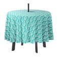thumbnail image 1 of Vargottam Indoor/OutdoorRoundTablecloth 58 InchTablecloth With Umbrella Hole & Zip, Waterproof TableCloth, TableCovers For Backyard Table -Turquoise Blue, 1 of 7