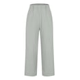 thumbnail image 4 of LSLJS Women's Spring and Solid Color Elastic Waist Cotton Linen Versatile Straight Tube Casual Wide Leg Pants Womens Work Pants, 4 of 6