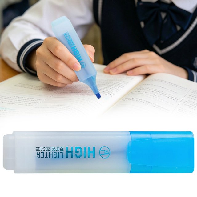 Highlighters with Firm Chisel Tip, No Bleed on Standard Paper, Highlighters for Underlining Journaling & Coloring, Blue