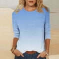 thumbnail image 2 of Cinvoph T-Shirts d'Été Imprimés pour Femmes Manches 3/4 Col Rond Dégradé Hauts Chandail Ample Blouses de Vacances, 2 of 5