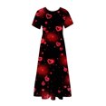 thumbnail image 3 of Robes d'Été Grande Taille pour Femmes 2024 à Manches Courtes, Col Rond, Coupe Ample, Imprimées, Couleur, Longue Robe, Économisez jusqu'à 65 % de Rabais!, 3 of 4