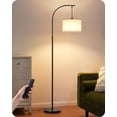 thumbnail image 1 of EDISHINE Lampe sur Pied Arquée Moderne avec Abat-Jour Tambour en Lin Beige et Base Lourde, Lampe de Lecture Noire à Intensité Réglable, Ampoule avec Télécommande Incluse, Haute P, 1 of 8