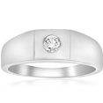 thumbnail image 1 of Mens Solid 14k White Gold 1/4ct Solitaire Bezel Diamond Wedding Band Ring, 1 of 4