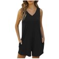 thumbnail image 2 of LOVZFMLL Combishort à Bretelles d'Été pour Femme avec Poches, Pantalon à Bretelles Noir 3TG, 2 of 7