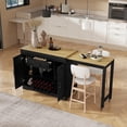 thumbnail image 1 of U_Style-CA 43.3"-87.4" Counter Table & Bar Cabinet with Extendable Tabletop (with Wheels), Storage Sideboard, 2 Doors, 1 Drawer, Adjustable Shelves, Wine Rack & Stemware Holder (Chairs Not Included), 1 of 18
