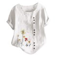 thumbnail image 1 of EQWLJWE Chemises pour Femmes Liquidation T-Shirts pour Femmes Manches Courtes Décontractées Col Rond Imprimé Ample Tunique Chemise Blouse Hauts, 1 of 5