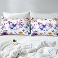 thumbnail image 3 of Purple Butterflies Fitted Sheet Full Size,Country Rustic Style Bed Sheet Spring Blooming Flower Bedding Set for Kids Adults Soft Polyester Deep Pocket Sheet 3Pcs,No Top Flat Sheet, 3 of 5